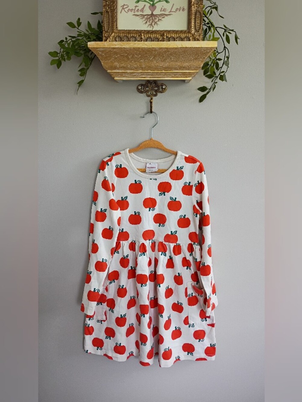 Hanna Andersson White Dress with Orange Pumpkin Print